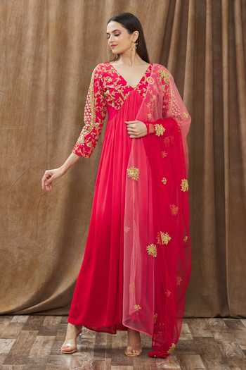 Gaurav katta Placement Embroidered Anarkali Set 