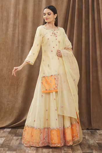 Gaurav katta Chanderi Kurta Lehenga Set 