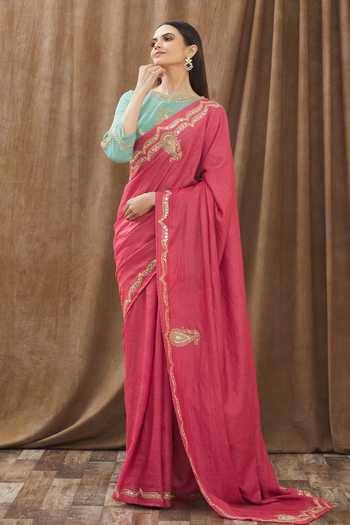 Gaurav katta Embroidered Saree With Blouse 