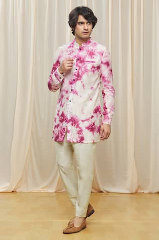 Chanderi Tie Dye Short Kurta 