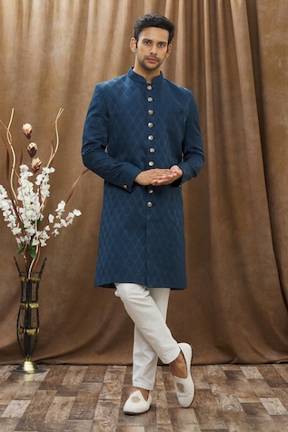 Men's Cotton Kurta Pajama Set Traditional Indian Mirror Work Sherwani Party  Wear