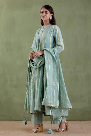 Akka Devi Striped Anarkali Set 