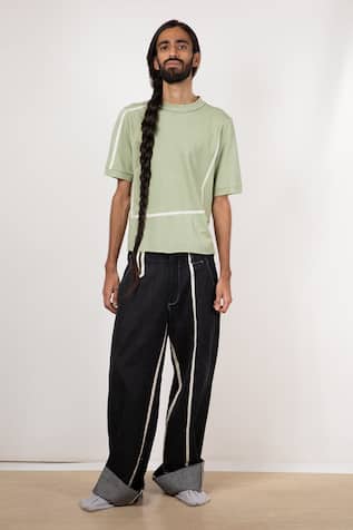 Slant Contrast Stripe Box T-Shirt 