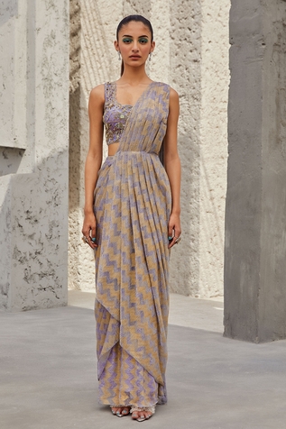 Kaaisha by Shalini Pre-Draped Saree With Embroidered Blouse