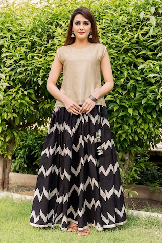 Missprint Chanderi Top & Skirt Set