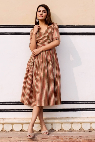 Missprint Striped Midi Dress