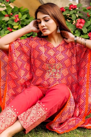 Missprint Chanderi Kaftan Kurta & Pant Set