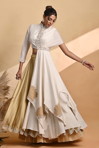 Jyoti Sachdev Iyer Chanderi Jacket & Lehenga Set