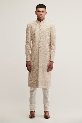 Silk Embroidered Sherwani Set 