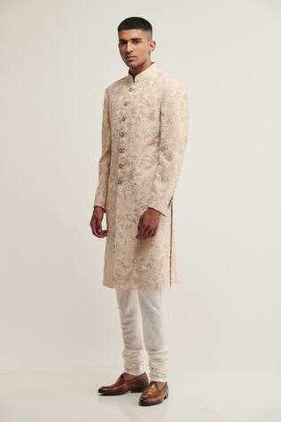 Silk Embroidered Sherwani Set 