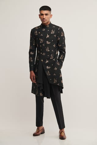 Silk Draped Sherwani Set 