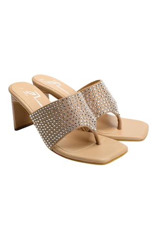 T-Strap Embellished Block Heels 