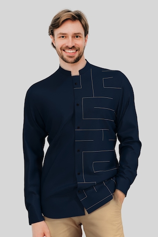 Designer Shirts for Men - T-Shirt mit Herz-Print Blau - ArvindShops