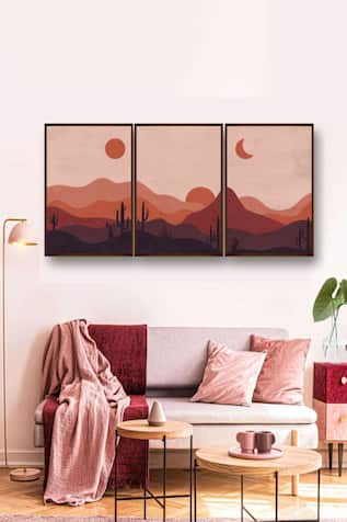 Sun & Moon Desert Print Painting Set of 3 