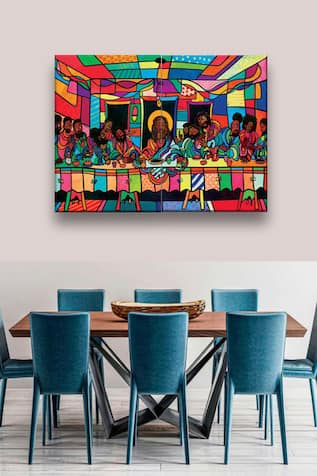 The Last Supper Abstract Handmade Painting Set of 2 