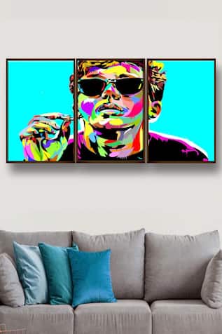 Abstract Man Portrait Handmade Paintings Set of 3 