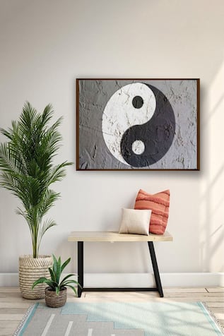 Yin Yang Textured Handmade Canvas Painting 