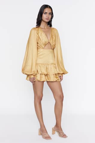 Puff Sleeve Cutout Dress 