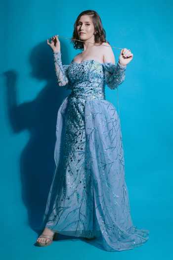 Ambrosia Off Shoulder Embroidered Gown 