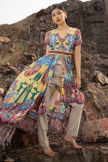 Bhanuni By Jyoti Printed Front Open Dress 