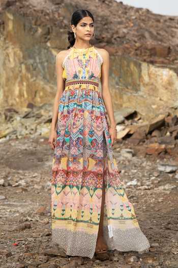 Bhanuni By Jyoti Abstract Print Maxi Dress 