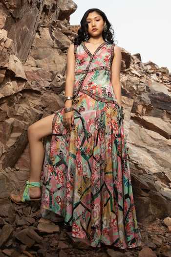 Bhanuni By Jyoti Abstract Print Maxi Dress 