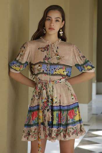 Bhanuni By Jyoti Tropical Tiles Printed Dress 