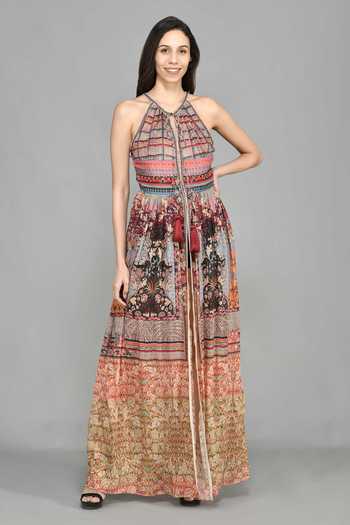 Bhanuni By Jyoti Printed Front Open Dress 