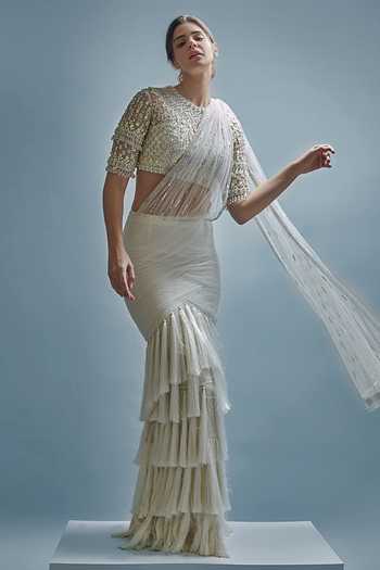 Cherie D Nocturne Pre-Draped Saree With Blouse 