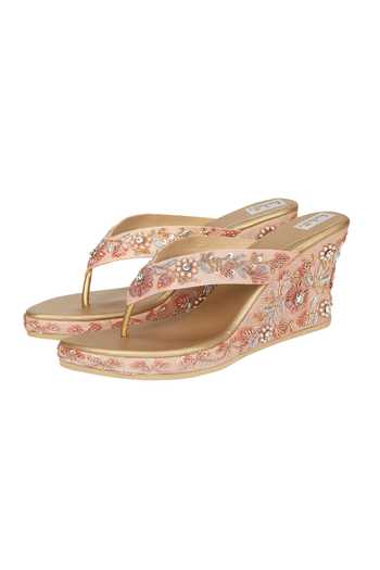 Fuchsia by aashaka mehta Floral Embroidered Wedges 