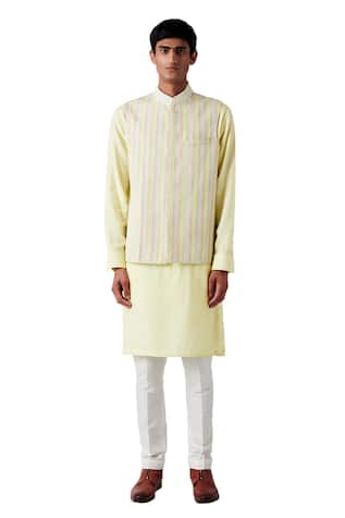 Striped Bundi & Kurta Set 