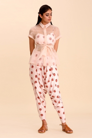 Pasha India Floral Print Dhoti Pant Set With Shirt