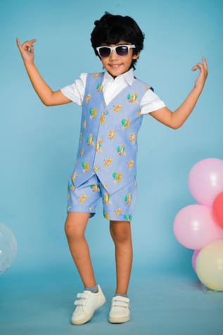Printed Waistcoat & Shorts Set 