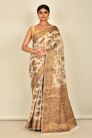 Naintara Bajaj Floral Woven Saree
