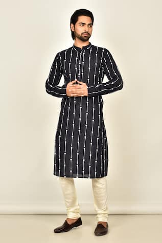 Geometric Print Full Sleeve Kurta 