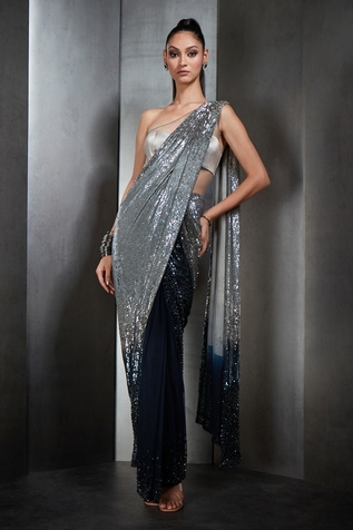 Rohit Gandhi + Rahul Khanna Ombre Sequin Saree Gown