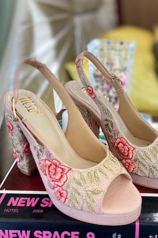 Shaz Embroidered Block Heels 
