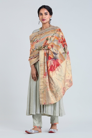 Saundh Vayu Chanderi Anarkali Pant Set