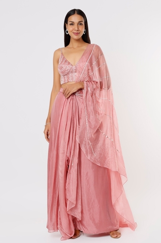 Masumi Mewawalla Draped Dhoti Saree With Corset Blouse
