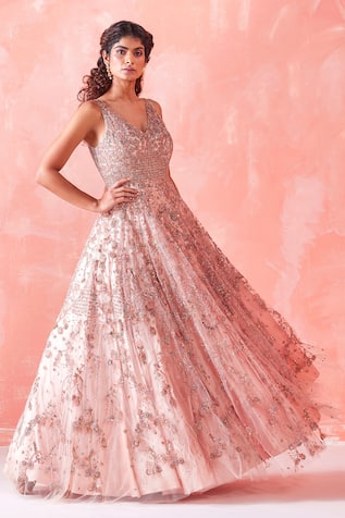 Embroidered Sleeveless Gown 