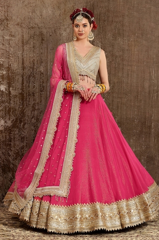 SHIKHAR SHARMA Shimmer Chanderi Lehenga Set