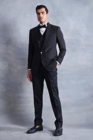 Embroidered Tuxedo Jacket Pant Set 