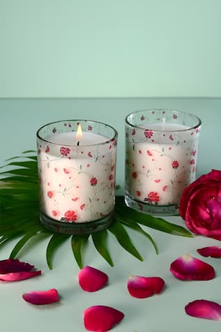Flower Power Glass Jar Candles Set of 2 