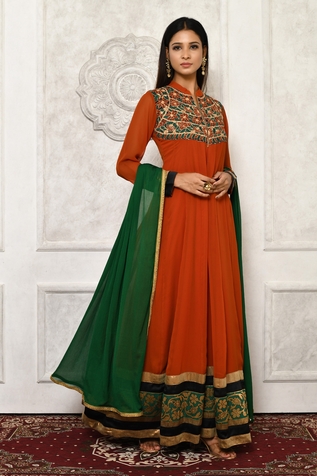 Aryavir Malhotra Floral Embroidered Anarkali Set