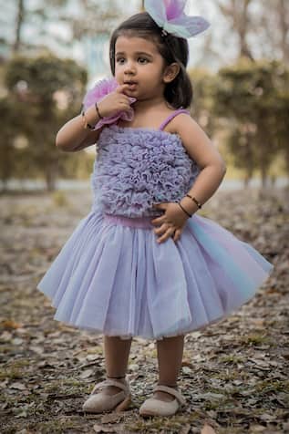 Girls Dress Purple Short Sleeve Rainbow Tulle Skirt Birthday Party 4 Years  - Walmart.com