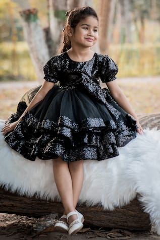 Sequin Embellished Frill Dress 