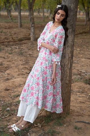 Marche Floral Print Anarkali & Palazzo Set