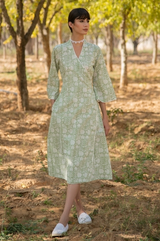 Marche Cotton Printed Wrap Dress