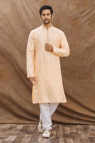 Buy Beige Linen Embroidered Folk Art Shirt For Men by Ekam By Manish Online  at Aza Fashions.