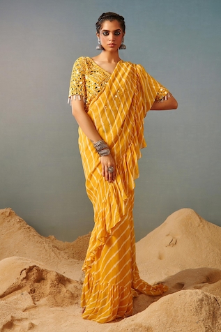 Samatvam by Anjali Bhaskar Printed Pre-Draped Saree With Blouse